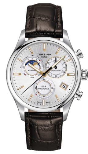 Certina DS-8 Chronograph Moon Phase Stainless Steel / Silver / Strap